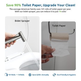 Fekivasy Handheld Bidet Sprayer for Toilet, Muslim Shower Water Jet Spray for Toilet, Bidet Faucet Cloth Diaper Sprayer for Baby Wash, Adjustable Water Pressure with Bidet Hose for Feminine Wash