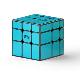 Qiyi - cubeta magnético para espejo de 3 x 3 x 3 pulgadas, con forma de cubeta de 3 x 3 pulgadas, con títulos (azul)