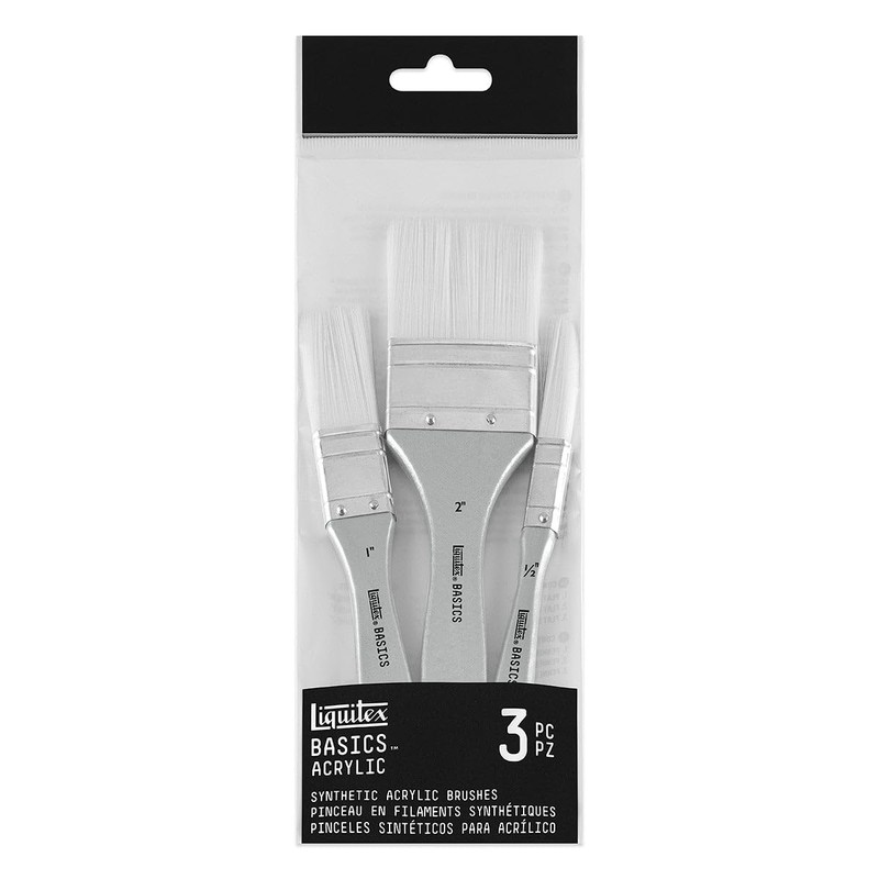 Liquitex Basics 3699369 Synthetic Brush Set, 3 Flat Brushes -