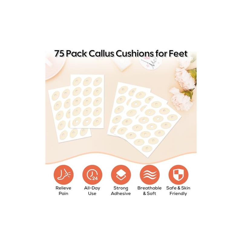 75 almohadillas para callos en dedos y pies, almohadillas de
