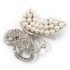 Unique Faux Pearl Crystal Butterfly Brooch