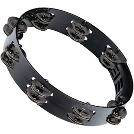 Meinl Percussion Headliner Tour Tambourine - 2-Row Tambourine - 10-inch Diameter - ABS Plastic / Steel, Black / Silver (HTT10BK)