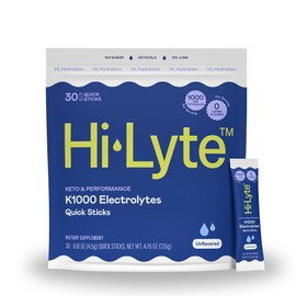 Hi-Lyte Keto K1000 Electrolyte Packets | Unflavored | Hydration Supplement Drink Mix | Boost Energy & Beat Leg Cramps | No Sugar, Stevia, Maltodextrin | 30 Servings