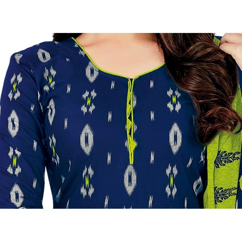 Miraan Traje Salwar estampado de algodón para mujer, Azul, X-Large