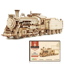 3D Wooden Puzzle Steam Locomotive DIY Puzzle Wooden Model Railway Set for Adults Train Model Gift for Boys and Girls