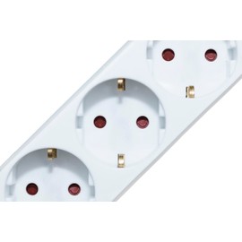 Meister 7430190 3-Way Socket Strip - Extra Flat Plug - 2 m Cable - White - IP20 Indoor - Illuminated Switch / Multiple Socket / Plug Strip with Flat Connector