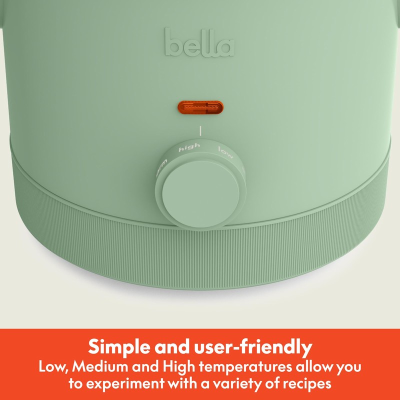 bella 1.5 Qt Slow Cooker with 3 Heat Manual Control,
