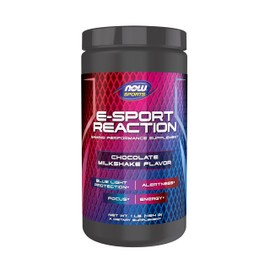 NOW Sports E-Sport Reaction, Gaming Performance Supplement, Chocolate Milkshake, Blue Light Protection*, Alertness*, Focus*, Energy*, 1 lb (454 g) Powder