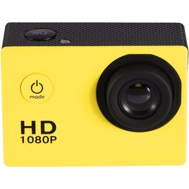 Rigwig Action Camera, 2.0 Inch Full HD 1080P Sports Camera, 30M Waterproof Underwater Camera, 16MP Anti-Shake Bike Camera, Mounting Accessories Kit for Diving/Bike/Climbing/Swimming (Yellow)