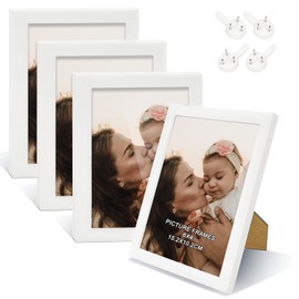 DMSELL 4 Pack White 6x4 Photo Frame, White Picture Frames 6x4 for Tabletop Display and Wall Decoration