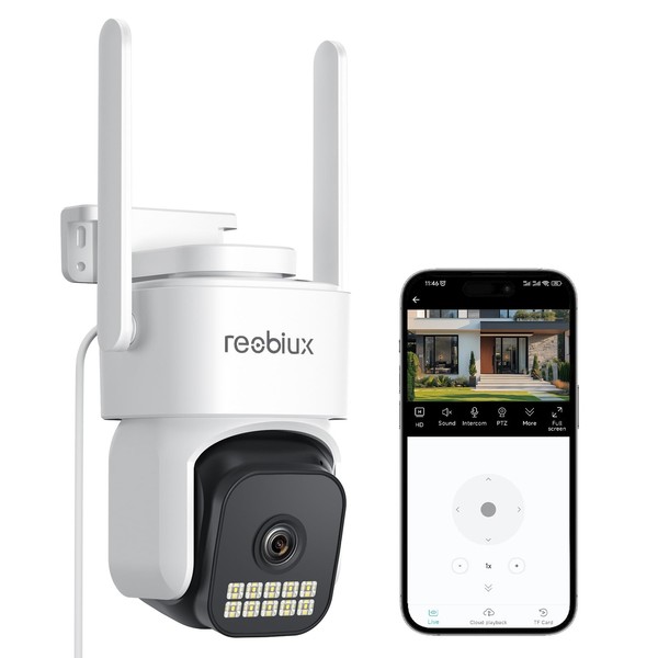 Reobiux 1080P Outdoor Surveillance Camera, PTZ Outdoor 2.4/5 GHz WLAN
