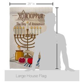 Ornament Collection Yom Kippur Religious The Day of Atonement in Judaism Repentance Prayer Decoration Banner Small Garden Yard Gift Double-Sided, House Flag 28" x 40", Thick Fabric