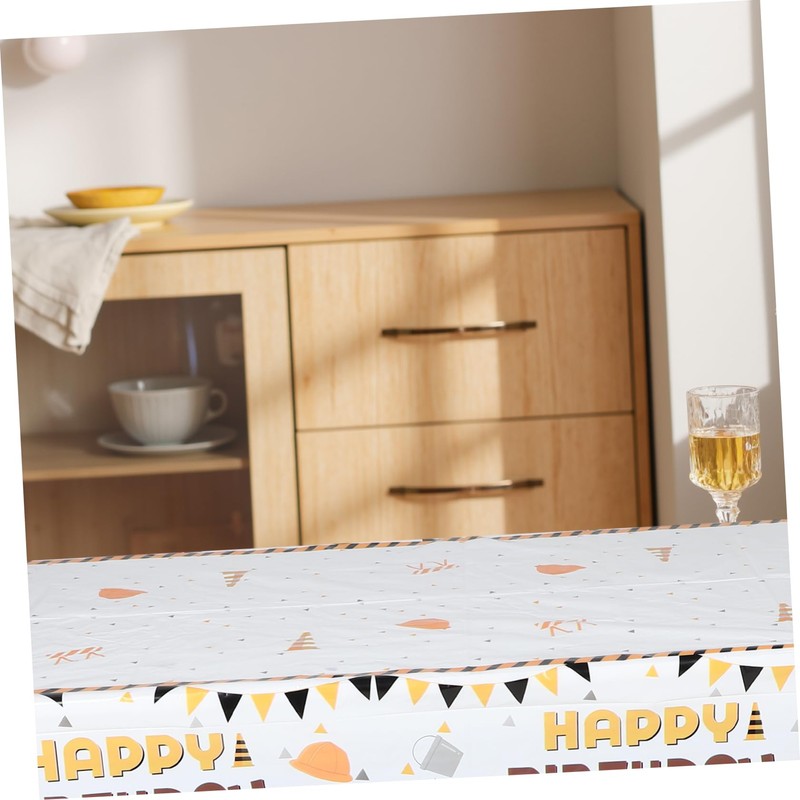 COLLBATH Dinner Tablecloth Waterproof Plastic for Home Decor Construction Theme