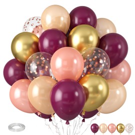 Burgundy Balloons, Rose Champagne Gold Gold Pearl Balloons Burgundy Rose Balloons Wine Red Metallic Gold Balloons for Wedding Bridal Shower Birthday Party Celebration Baby Shower Anniversary Decor