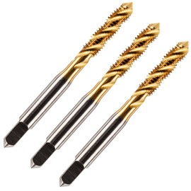 Pack of 3 Rennie Tools - M6 x 1.0 Spiral Flute Tap HSS M2 Titanium (TiN) Coated 6mm Thread. Metric Hand/Machine Screw Tap Metric Coarse. For Tapping Blind Holes.