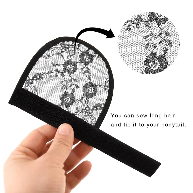3 Pcs Black Ponytail Lace Hair Net Ponytail Base Net
