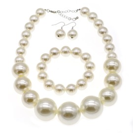 JNF Chunky Big Pearl Necklace for Women Faux Pearls Necklace set Large Beaded Pearl Collar Choker Necklaces Christmas Jewelry, Pearl, Pearl