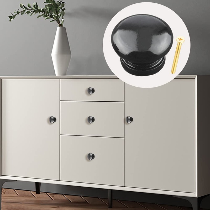 Yijunmca 12 Pack Cabinet Knobs Round Pulls 34mm Wooden Knobs