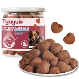 Tyuyuio Freeze-Dried Rabbit Blood in Heart Shape,High Protein Freeze-Dried Pet Food for Dogs Cats, Supplemental Iron.Fresh Ingredient Snacks, 2.1 oz.