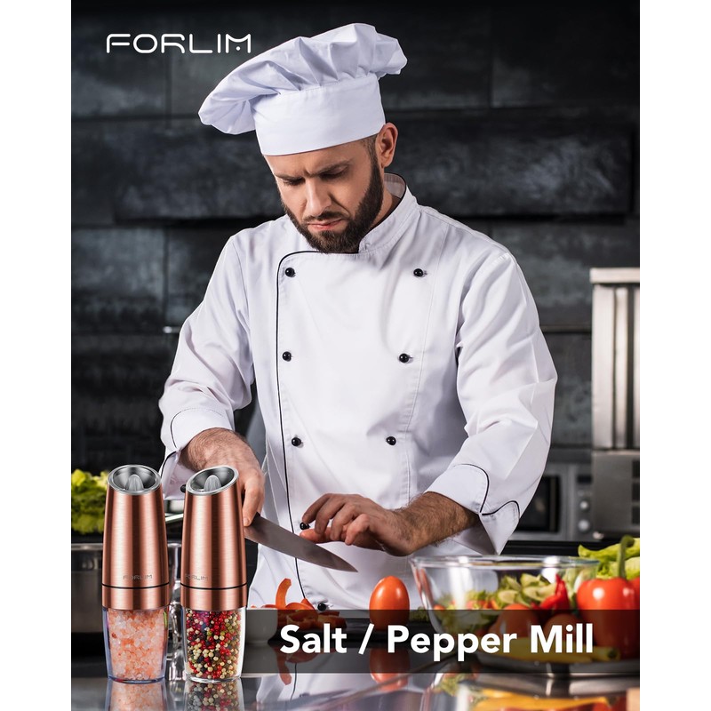 FORLIM Gravity Electric Salt and Pepper Grinder Set, Upgraded 4