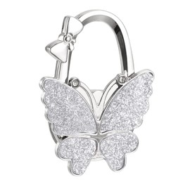 sourcing map Foldable Purse Hook - 2.83"x2.09"(LxW) Metal Portable Handbag Hanger Holder for Table Bag Storage Folding Decoration, White