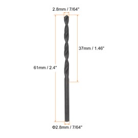 sourcing map 10pcs Jobber Drill Bits 2.8mm (7/64") Nitride Coated High Speed Steel (HSS) 4241 Twist Drill Bits for Stainless Steel Copper Aluminum Alloy Metal Wood Plastic, Black