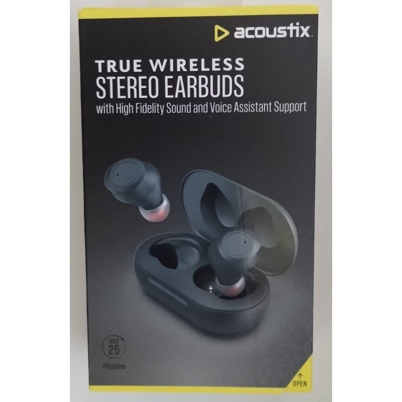 Acoustix True Wireless Stereo Earbuds Bluetooth 5.0 Black Brand New