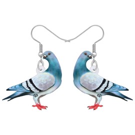 HUAGEO Acrylic Cute Blue White Pigeon Earrings Novelty Hawaii Dove Summer Beach Birds Animals Dangle Fun Jewelry For Women Bird Lovers Charms Gifts Accessories (Blue)