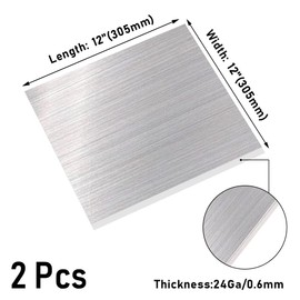 Tynulox 304 Stainless Steel Sheet, 24 Gauge 0.02" Thickness x 12" Width x 12" Length, 304 Stainless Steel Metal Strip Plate (Brushed Finish) for Industry, Machinery, DIY Engineer, Decoration, 2 Pcs
