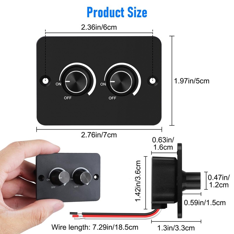 Linkstyle 12V Dimmer Switch, 2 Gang 60W PWM RV Trucks