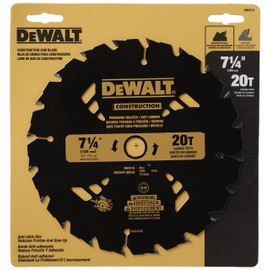 DEWALT 7-1/4" Circular Saw Blade for Pressure Treated and Wet Lumber, ATB, Thin Kerf, 5/8" and Arbor, 20-Tooth (DW3174) , Black