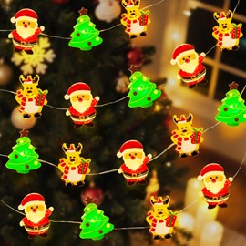 Aogist Christmas String Lights, 16ft 50 LED Battery Powered Reindeer Santa Claus Christmas Tree Decoration Lights for Indoor Outdoot Party Festival Christmas Decorative (1 Pack)