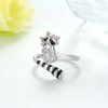 qielizhu Raccoon Ring 925 Sterling Silver Racoon Open Rings Adjustable