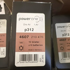 Power-One Powerone Size 312 Hearing Aid Batteries Zinc Air P312 Pack of 60 BRAND NEW -READ