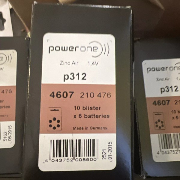 Power-One Powerone Size 312 Hearing Aid Batteries Zinc Air P312