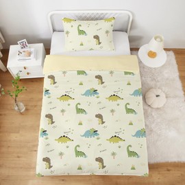 MUSOLEI Bettbezug Dinosaurier, 120 x 150 cm, für Kinder, Jungen, Bettwäsche, für Einzelbett, aus Mikrofaser mit Reißverschluss, 3D-Motiv, bedruckt, Geschenk für Party, Geburtstag, mit Kissenbezug (40 x 60 cm)