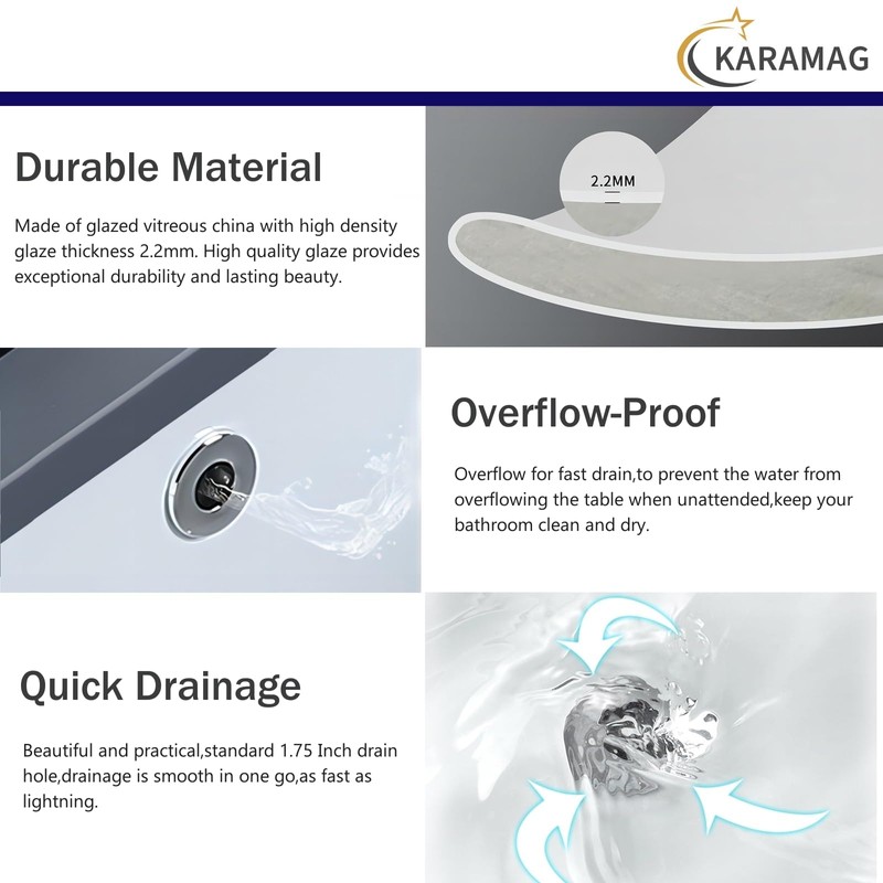 Undermount Bathroom Sink 18.7"X11.9" Inch White Rectangular Porcelain Ceramic Vanity