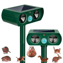 Solar Animal Repellent Ultrasonic, 2 Pack Cat Repellent Outdoor Deer Repellent Devices with Motion Sensor Animal Repeller to Repel Cat Deer Squirrel Rabbit Dog Skunk, Green