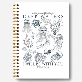 Guymn Ocean Christian Notebook Journal, Isaiah 43:2 Bible Scripture Journal, Christian Gifts for Women Men, Marine Biology Beach Religious Hardcover Spiral Notebook 5.5x8.3 Inch