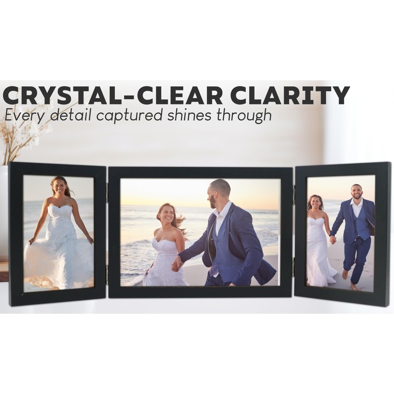Triple Photo Picture Frame 6 x 4, Black, Holds 3