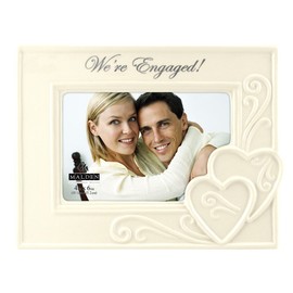Malden International Designs Glazed Ceramic Wedding, We're Engaged, Picture Frame, 4 by 6-Inch