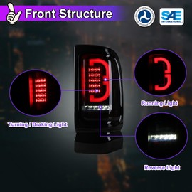 Nixon Offroad LED Tail Lights for 1994-2001 Dodge Ram 1500 2500 3500 (Including for 2002 Dodge Ram 2500/3500, for 1995-2002 Dodge Ram 4000) Full LED Rear Lamps Assembly with Running Lights, Clear Lens