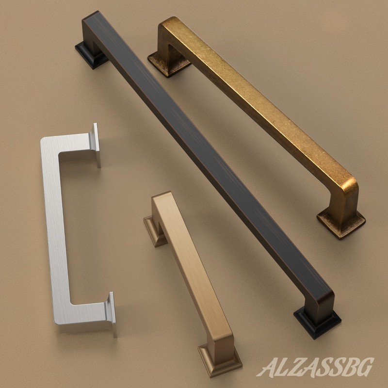 Alzassbg 10 Pack Matt Black Cabinet Pulls, 6-1/4 Inch(160mm) Hole