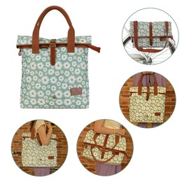 TOURBON Ladies Bicycle Pannier Shopper Waterproof Canvas Bike Bags for Rear Carrier Handbag for Cycling Travel