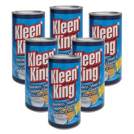 King Kleen Stainless Steel Cookware Cleaner and Copper Cleaner (14 oz, 6 Pack) Helps Remove Stains and Tarnish from Pots and Pans, Multi-Purpose Metal Cleaner, Powder Form