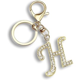 Letter Keychains for Women Purse Charms for Handbags Crystal Initial Alphabet Pendant with Key Rings