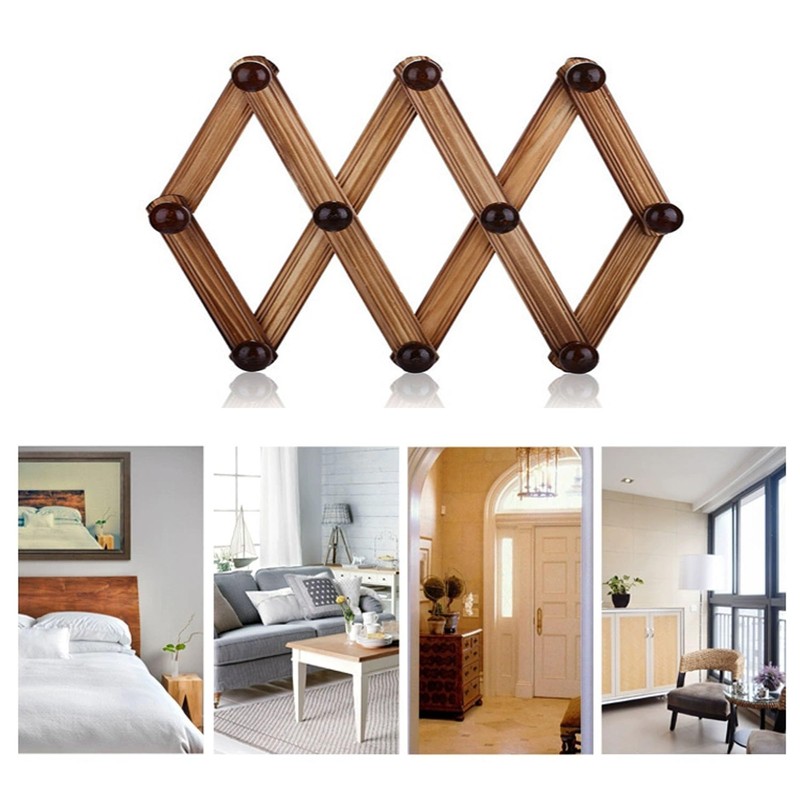 YUEMING Accordion Wall Hanger, 10 Hooks Coat Rack Holder, Expandable