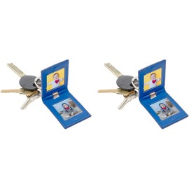 Stephanie Imports - Juego de 2 llaveros de piel sintética con forma de corazón (azul)