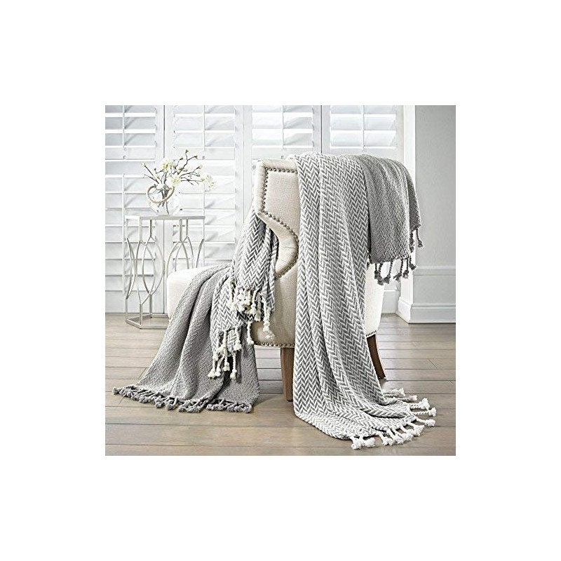 Amrapur Overseas | Monaco 100% Cotton Throw Blanket (Gray) 2