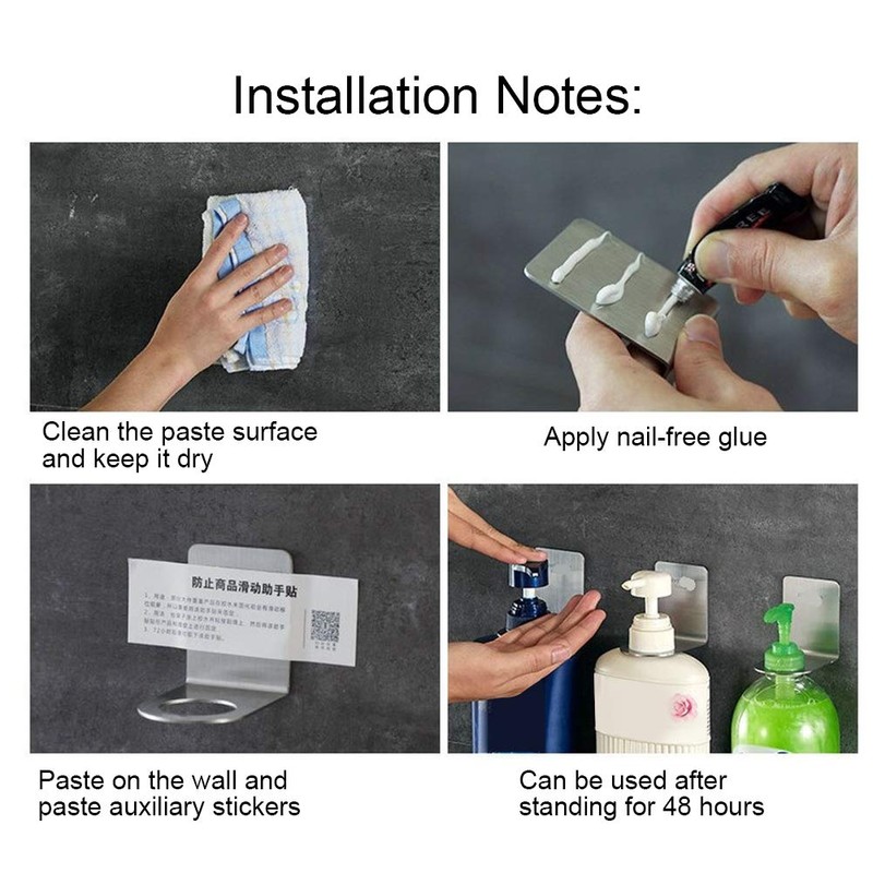 2Pcs Soap Bottle Dispenser Holder Wall Mounted, Stainless Steel Soap